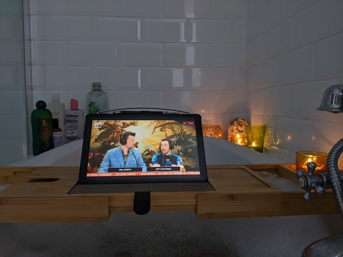 RJBayley's tweet photo. Taking a candle lit bath with @warmaster_tpm. Doing a great job Paul! Always enjoyable commentary.
#NovaOpen #warhammer40000 #warhammer40k #tabletopgaming #competitivegaming #ForgeTheNarrative https://t.co/kZKQx6V1IZ