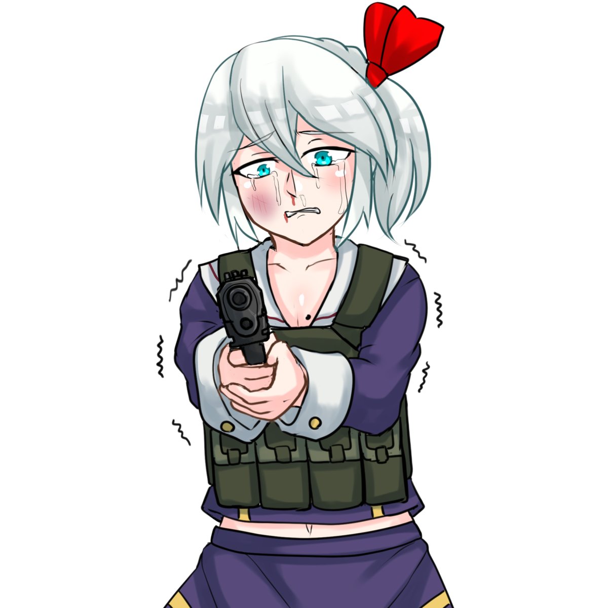 「こいつを射てと言われて拒否したら殴られてしまったツチノ子ちゃん果たして引金を引く」|ツチノコ スネークのイラスト
