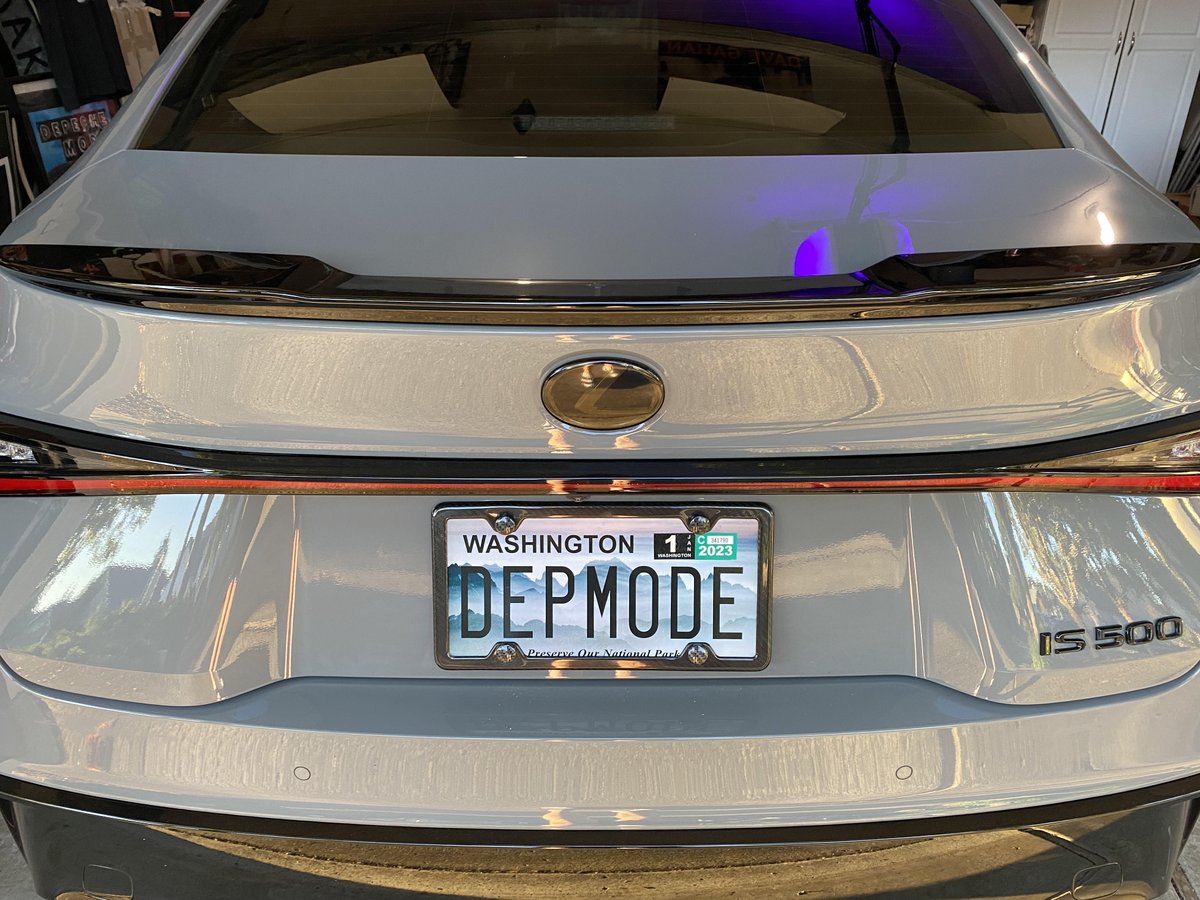 flighthalo's tweet photo. Finally... 8 months later and my DM plates showed up.....just in time for a new album and tour in 2023...#DepecheMode #davegahan #martingore #andrewfletcher #alanwilder #dmforever #lexus #is500 #launchedition https://t.co/k16l4c8xvx