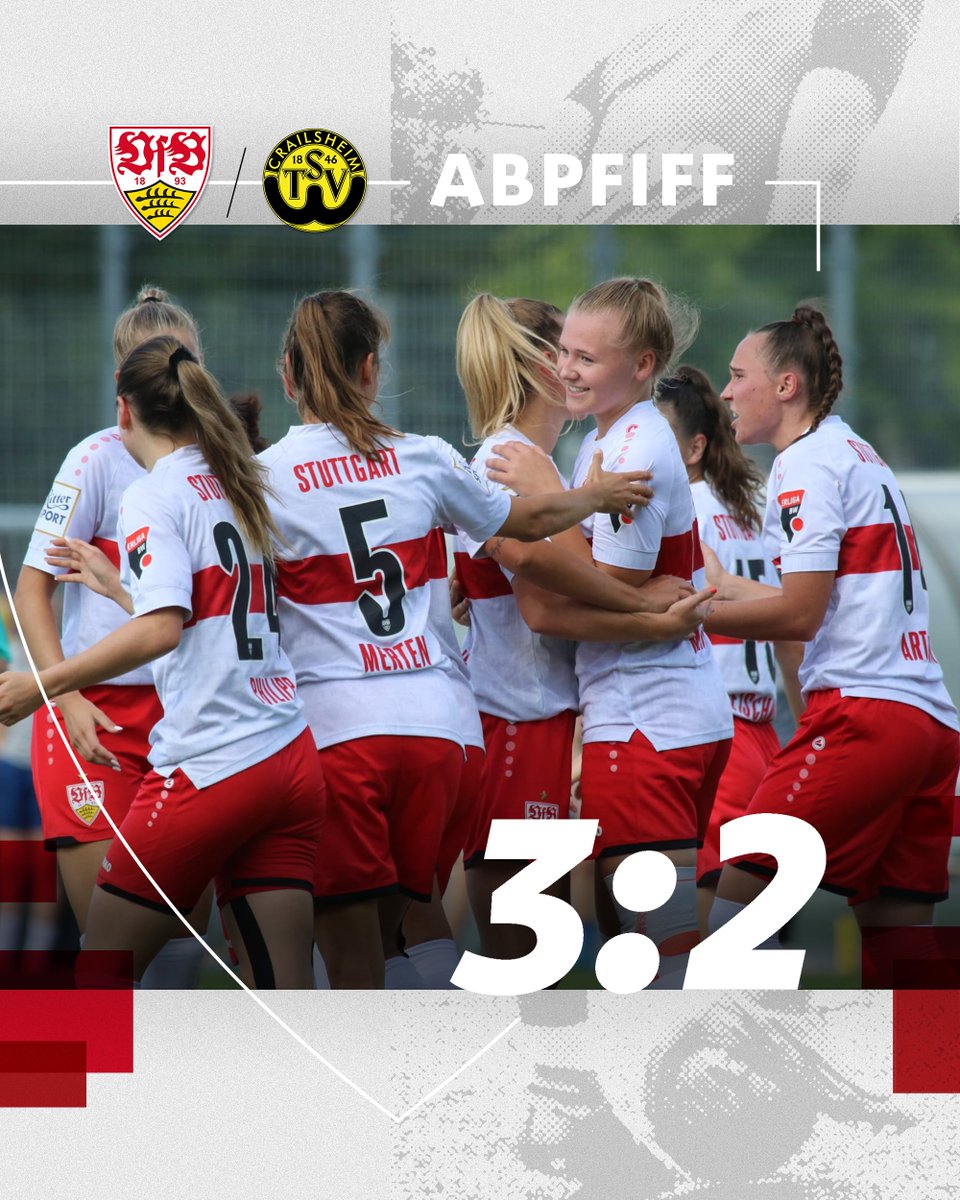 ⏹ Abpfiff. In den Schlussminuten erzielt Katrin Bubeck (89‘) den 3:2-Führungstreffer für den #VfB. Unsere #VfBFrauen behalten gegen den Mitabsteiger aus der Regionalliga TSV Crailsheim vor rund 600 Zuschauern die Punkte in Stuttgart. 💪 Stark, Mädels! ⚪🔴💯

#VfBTSVC 3:2