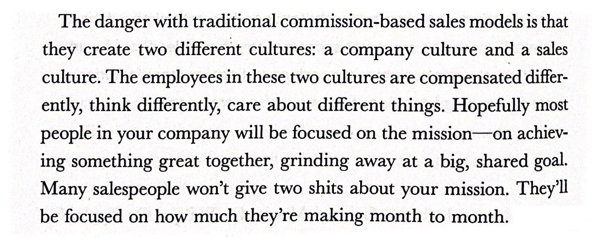 “Build¹” (<a href="/tfadell/">Tony Fadell</a>) is the first startup/product book I’ve seen strongly eschew the traditional “coin operated” sales model.

1) doing it differently _is_ possible;
2) we cleared ~$14M in ARR with company-wide bonuses instead of sales commissions.

__
¹ a.co/d/dTIVBTO