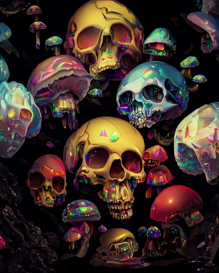 ailuanni's tweet photo. Generative art by Midjourney + Disco Diffusion
#discodiffusion #skull #horror #midjourney #Skeleton  #trippyart #psychedelicart #generativeart #aiart #digitalart #septembAIr #digitalpainting #surreal  #psychedelic #halloween #zombie #darkart #horrorart #xuxoe https://t.co/e1YNVJDODv