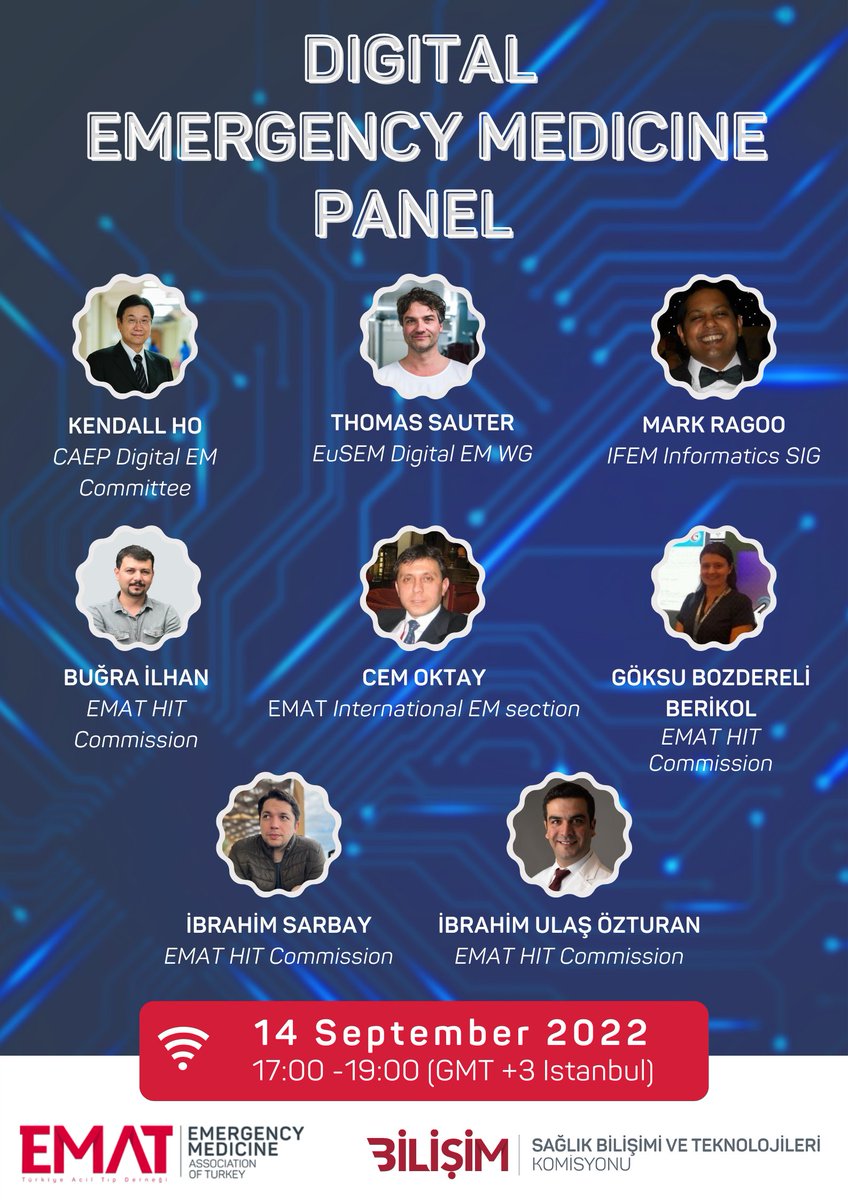 tatdbilisim's tweet photo. Türkiye Acil Tıp Derneği’nin Sağlık Bilişim ve Teknolojileri Komisyonu tarafından düzenlenen Digital Emergency Medicine Panel, 14 Eylül 2022 günü Türkiye saati ile saat 17:00-19:00 arasında ücretsiz olarak izlenebilecek. ÜCRETSİZ kayıt için: https://t.co/cdd6l2Qjin https://t.co/Ol97PH8Fwu