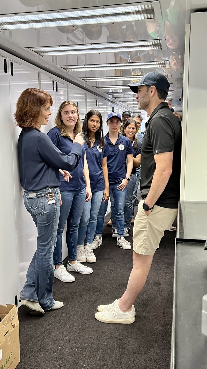 CarvanaRacing's tweet photo. While race prep is underway, the girls at @RaceAthena are treated to a special meet and greet and tour with @JimmieJohnson and the @Carvana team with @CGRTeams! #DriventoGiveBack https://t.co/kH5YGQp89D