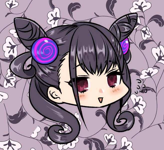 murasaki shikibu (fate) 1girl cone hair bun solo hair bun purple eyes blush black hair  illustration images