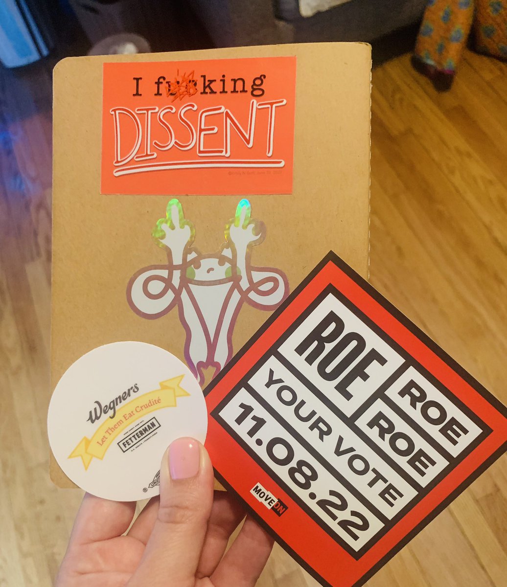 chikagobroad's tweet photo. Out of room on my activist notebook for these amazing new stickers #crudités #Wegners #fetterman #unionmade #RoeRoeRoeYourVote #roevember #MoveOn @giselefetterman https://t.co/p3vXXmU5QP