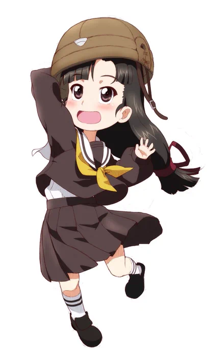 メットを被せてもらって喜ぶ幼西隊長殿であります!! 