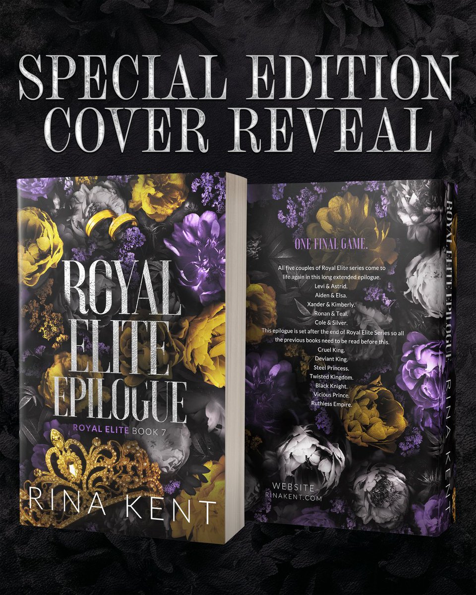 Special Edition Cover Reveal!
At your multiple requests, the Epilogue now fits the rest of the Royal Elite series. They will be available in the signed paperback store soon!
Paperback: amzn.to/3TJMsbS
Hardcover: amzn.to/3RiH2TF