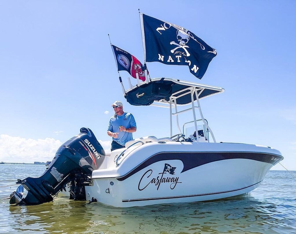 RumShopRyan's tweet photo. She finally has a name! 😎⚓️ Are you surprised what we chose? 😆 #boat #boatday #boatlife #boatname #fortmyersbeach #pirates #castaway #coastalliving #coastallife #floridaliving #floridalife #noshoesnation https://t.co/higYbtpkHg https://t.co/M9iXg57DLw