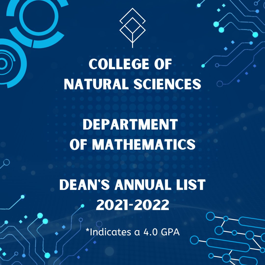 csusbcns's tweet photo. Shine bright, math majors! So happy to showcase our Department of Mathematics majors who earned ridiculously excellent grades for an entire academic year. Take a bow, ‘Yotes!  #CSUSBMathematics #CSUSBMath #CSUSBNaturalSciences #WeDefineTheFuture #Coyote4Life #STEM https://t.co/bb6WEAacUO