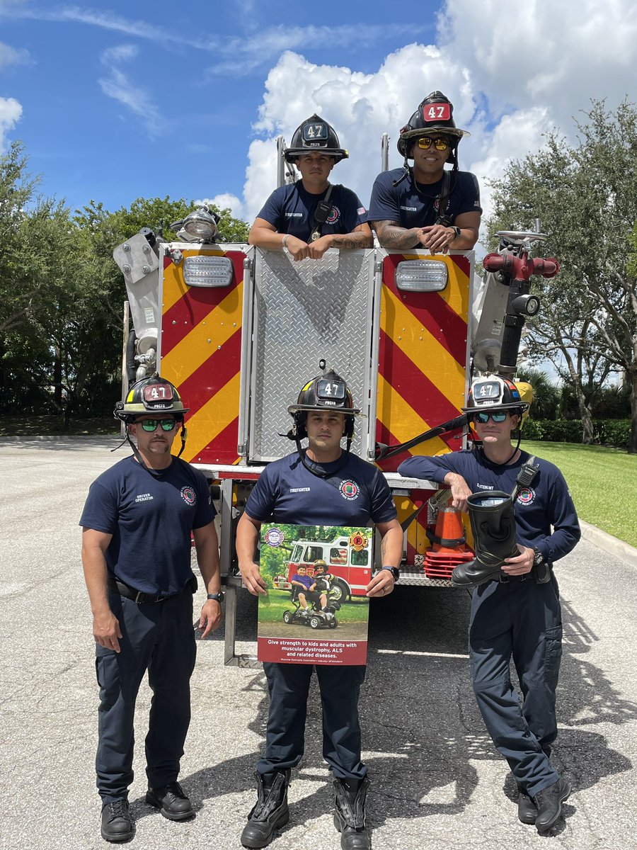 PBCFR's tweet photo. We are all over town! Come out and say hi! Your local firefighters are out all weekend collecting for the Muscular Dystrophy Association to help local families battle this disease. #MDABootDrive 2022 ! https://t.co/VLOA2mnGk3