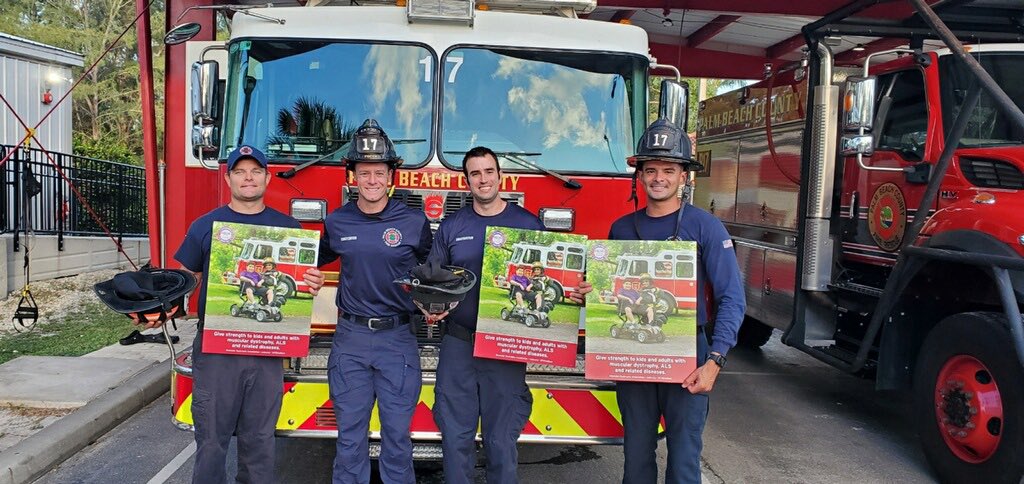 PBCFR's tweet photo. We are all over town! Come out and say hi! Your local firefighters are out all weekend collecting for the Muscular Dystrophy Association to help local families battle this disease. #MDABootDrive 2022 ! https://t.co/VLOA2mnGk3