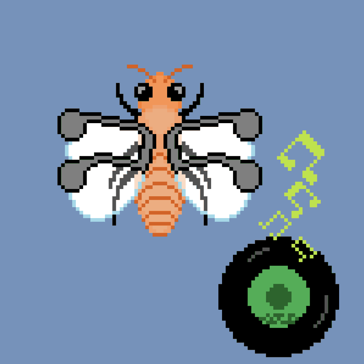 pigeonradioFM's tweet photo. @apico_game The Humming Bee is a rare solitary bee species that's attracted to music. If a record player is left outside, a curious Humming Bee might appear. The Humming Bee's name comes from the fact that they "hum" along to music that they like by buzzing. #APICOBee https://t.co/vfk86qucoN