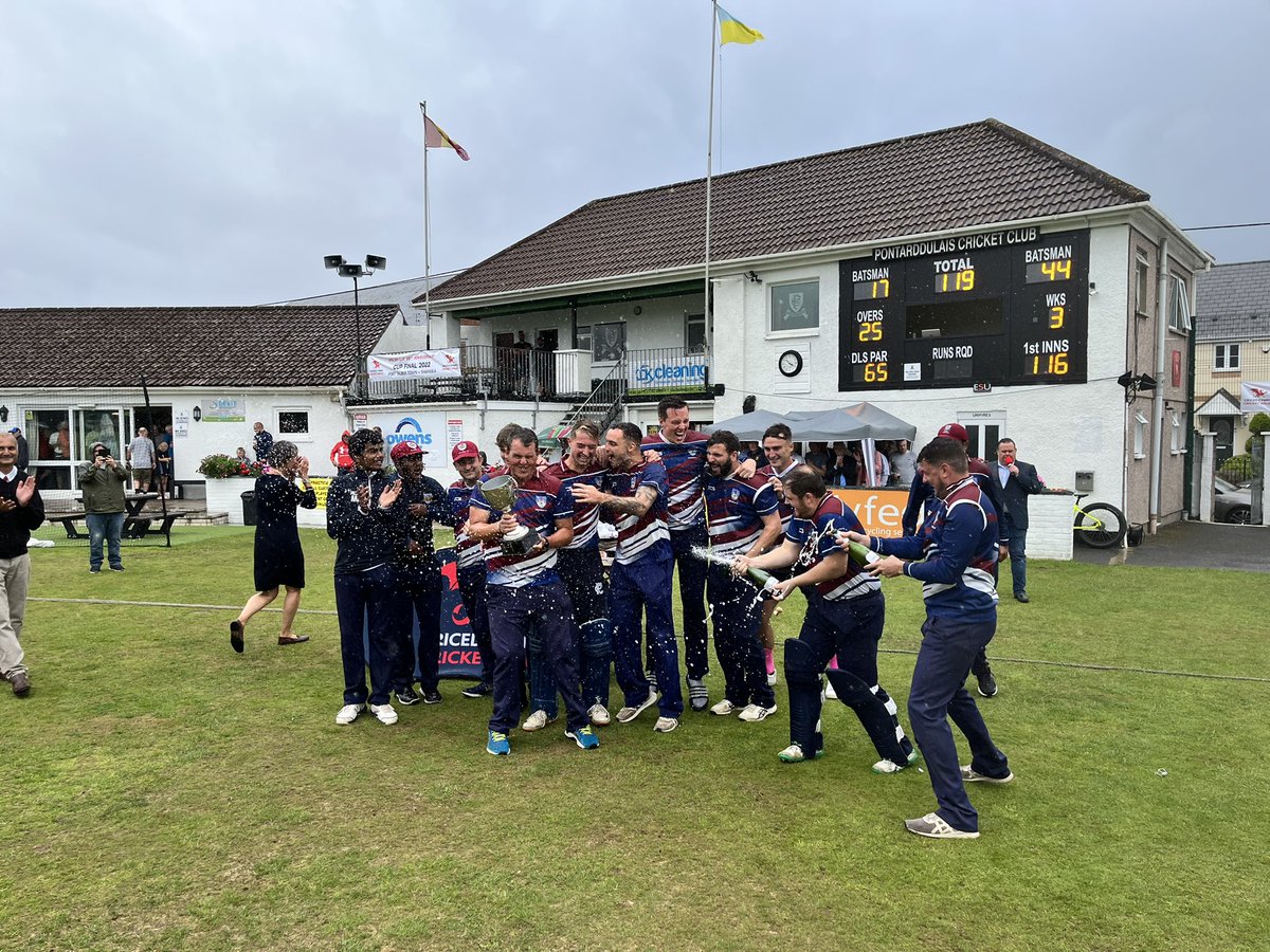 Llongyfarchiadau <a href="/SwanseaCricket/">🦢Swansea Cricket Club 🦢</a> winners of the 🏏🏴󠁧󠁢󠁷󠁬󠁳󠁿🏆 today commiserations to <a href="/PirateCricket/">Port Talbot Town CC</a>
