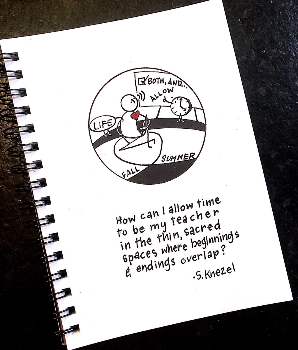 sherrillknezel's tweet photo. How can I allow time to be my teacher…
Lots of transitions going on—summer into fall, back to work or school, ages and new stages. Thinking about how to inhabit the thin and sacred spaces in the “both, and” times.
#dailydrawing #meaningfulmarks #drawingisthinking #thinspaces https://t.co/SZDob3CfYt