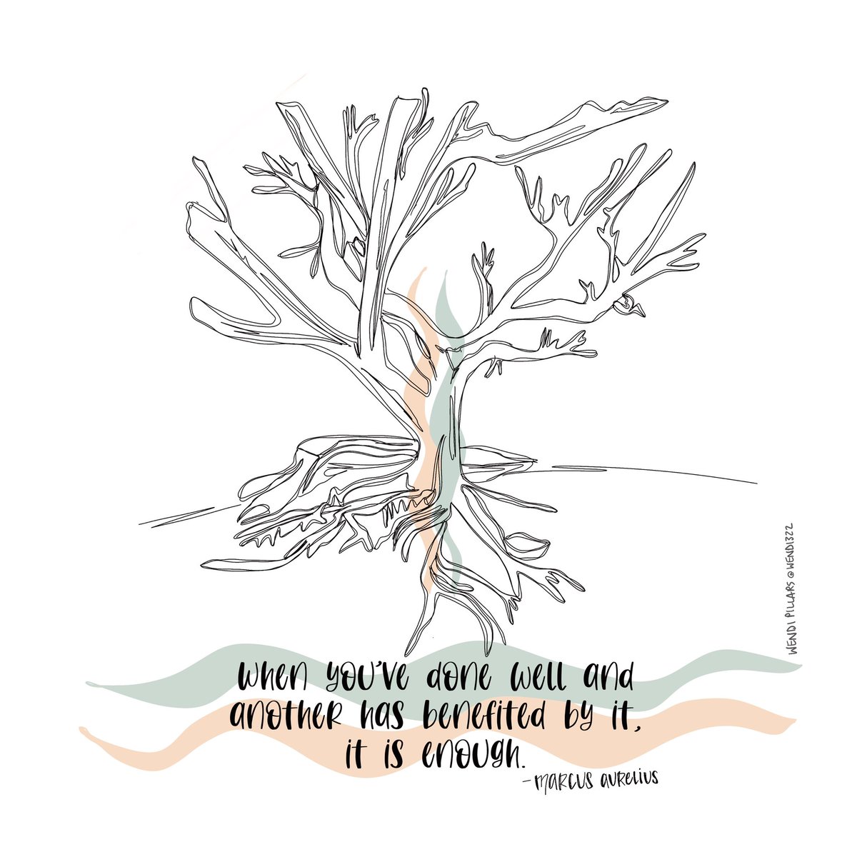 wendi322's tweet photo. Today’s #stoic nugget: seeking a thank you? Try looking at it from the other direction…who has helped you and what do you owe them in return? Doing well should be its own reward. (Easier said than done!) #stoicism #singlelineart #nature #philosophy https://t.co/ZJ7LWZsoPq