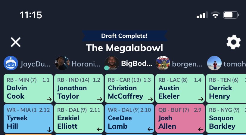 BigBugattis's tweet photo. @TheFFBallers @andyholloway @jasonmoore @FFHitman in my megalabowl draft this morning the 1.01 auto drafted Dalvin Cook… https://t.co/0Xscva0Nng