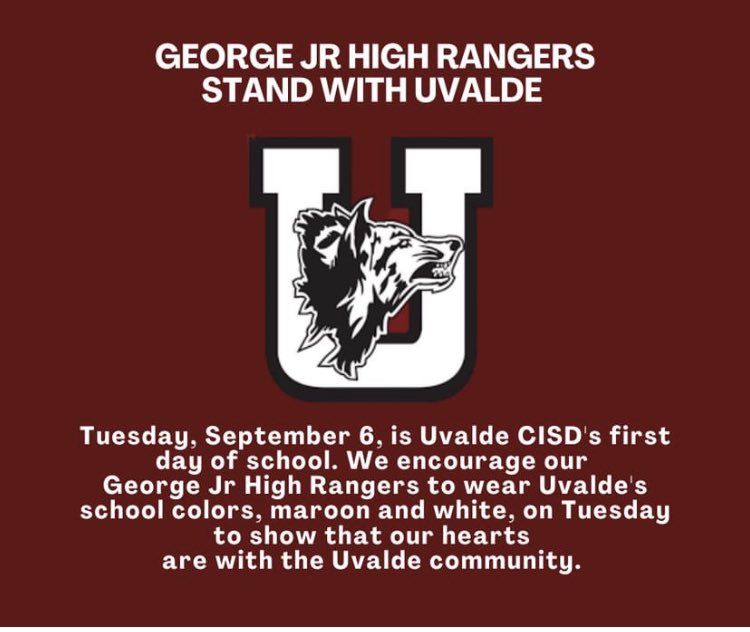 GJHRangers's tweet photo. Wear maroon and white on Tuesday! #WeStandWithUvalde #RangerPride https://t.co/jThE40VYRX