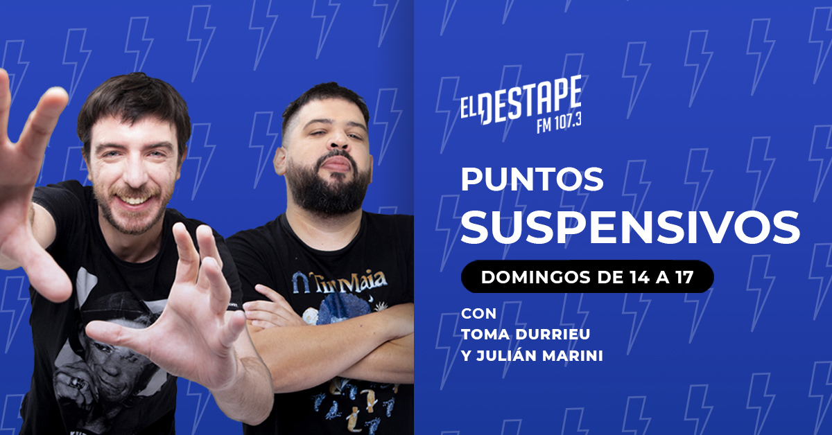 Suspenders en el aire 🚨

📢 En #ElDestapeRadio llega el momento de música y delirio 🎶 porque empieza #PuntosSuspensivos con <a href="/TomaDurrieu/">Tóma Durrieu</a> y <a href="/marininoexiste/">marini</a>⚡

Poné la radio👇
FM107.3 | AM1050
eldestaperadio.com 📻