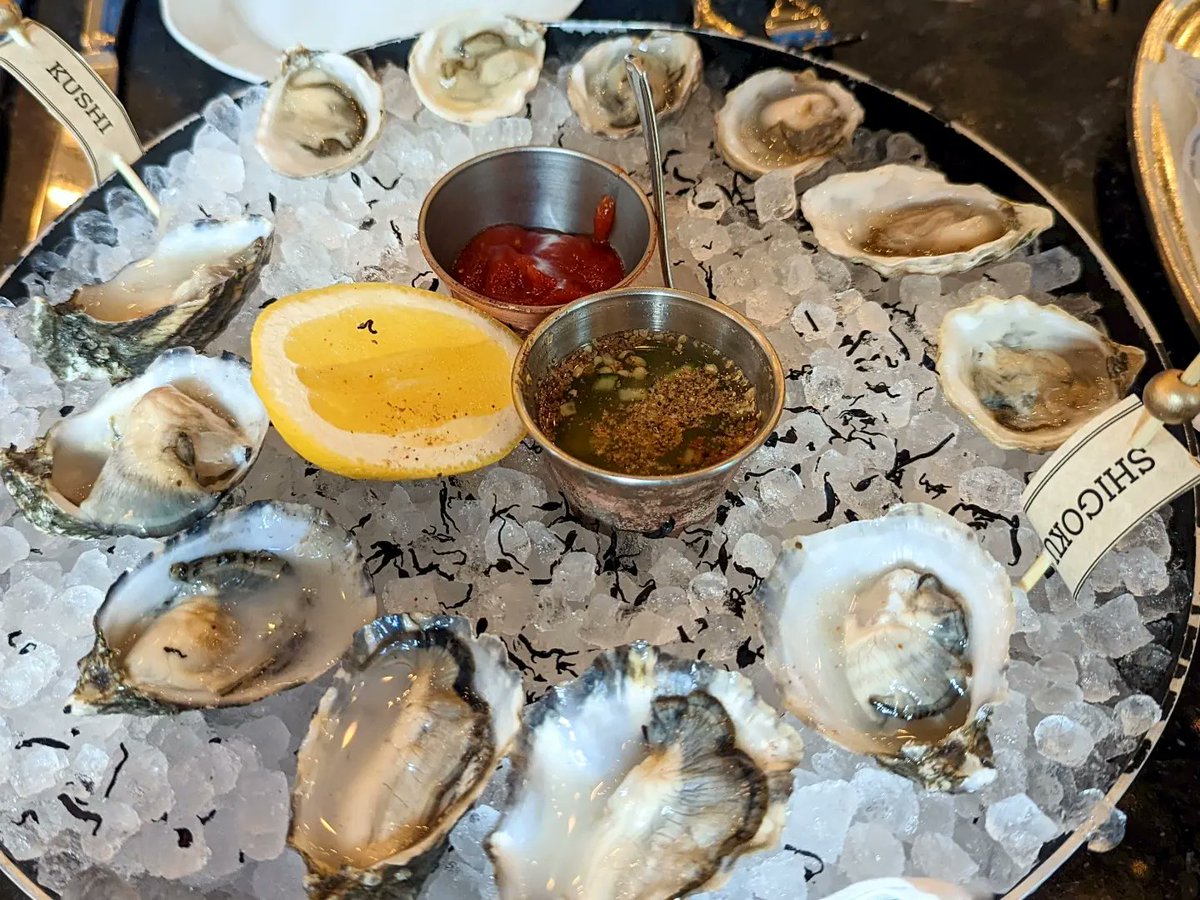 DinksthatDine's tweet photo. Last week we went to The George in the Fairmont Olympic Seattle, which was absolutely delicious! Check out the link in our bio for more!
Pictured: local oysters, salmon belly crudo, octopus a la plancha, little hollow, alki point 
#seattlefood #seattledining #dinksthatdine #dinks https://t.co/8nnApK5qk3