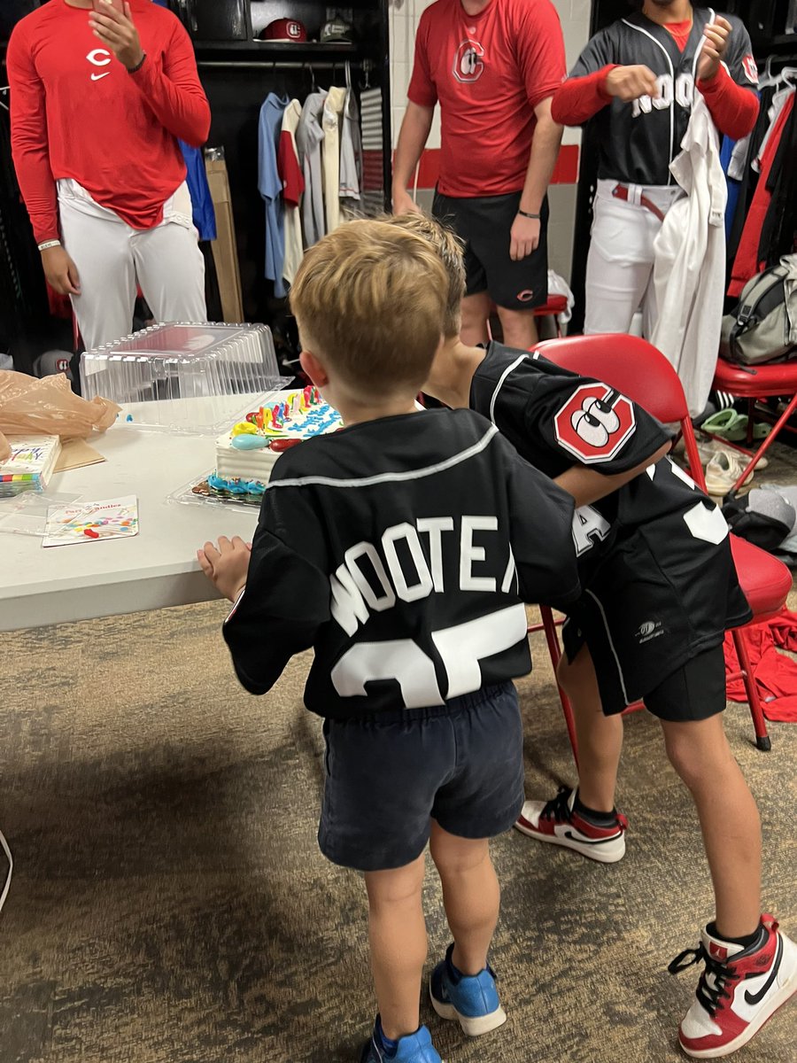 RobWooten35's tweet photo. The boys took part in picture day and then had a birthday party in the clubhouse. Not a bad Saturday at the ballpark. I love creating these memories with my boys. https://t.co/PhgIkZTc4q