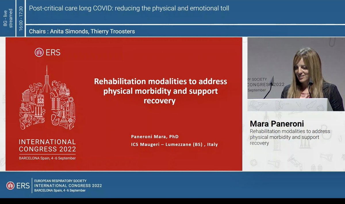 Cath Edwards (@cathedwards_1) on Twitter photo Excellent session on Post-critical care long COVID chaired by <a href="/troosters/">Thierry Troosters</a> <a href="/anitaKS1/">Anita Simonds</a>
🔸Powerful patient story
🔸Pathophysiology
🔸Prolonged mechanical ventilation
🔸Cognitive impairment
🔸Rehab modalities
Thanks to all the speakers #ERS2022 #ERSCongress Excellent session on Post-critical care long COVID chaired by <a href="/troosters/">Thierry Troosters</a> <a href="/anitaKS1/">Anita Simonds</a>
🔸Powerful patient story
🔸Pathophysiology
🔸Prolonged mechanical ventilation
🔸Cognitive impairment
🔸Rehab modalities
Thanks to all the speakers #ERS2022 #ERSCongress