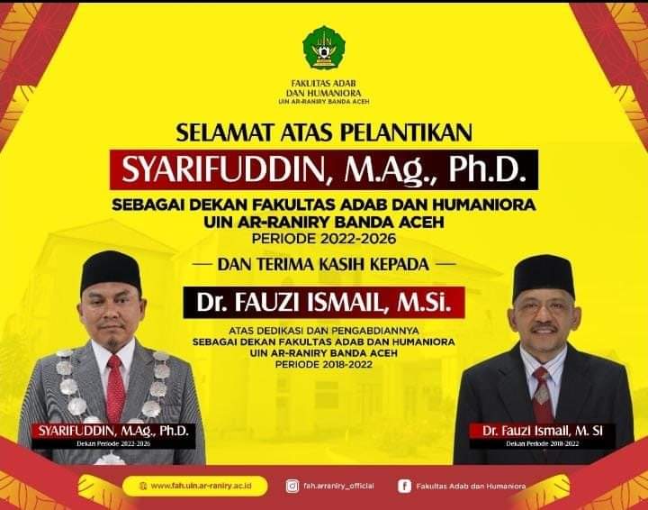 RoySatriadi's tweet photo. Selamat untuk cek Din solong telah menjadi Dekan FAH UIN Ar-Raniry https://t.co/7UqY6UXrxW