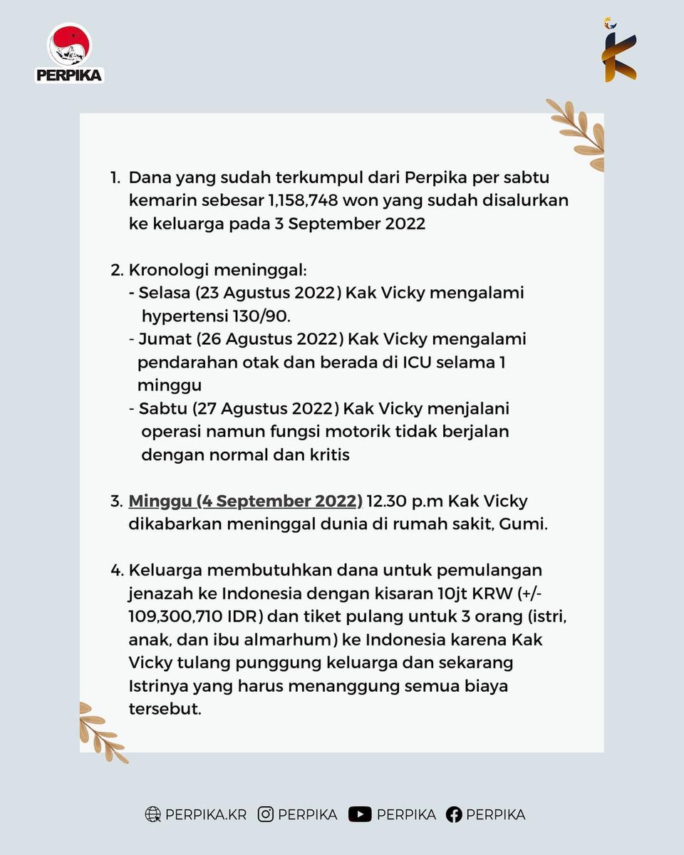 ihza_pagri's tweet photo. [Mohon bantuan teman untuk share]

Keluarga membutuhkan sekitar 109 Juta Rupiah untuk memulangkan jenazah dari Korea Selatan ke Indonesia. https://t.co/EIIFXItCzl