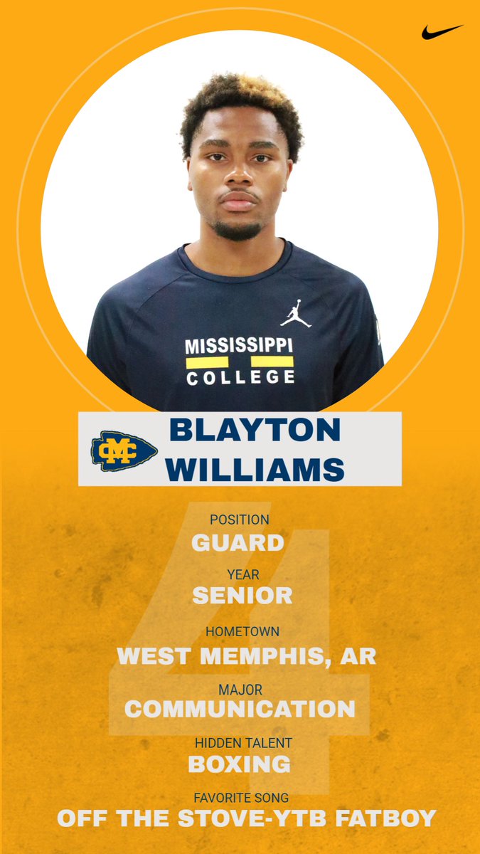 Mississippi College Men's Basketball (@gochoctaws_mbb) on Twitter photo Next up in our 2022-23 Choctaw Men’s Basketball introductions
Welcome to the squad,
#️⃣4️⃣ Blayton Williams
<a href="/Ballin_Empire5/">(Blay)ton Williams ⛹🏽♂️</a>
#ChoctawHoopsOnTheRise Next up in our 2022-23 Choctaw Men’s Basketball introductions
Welcome to the squad,
#️⃣4️⃣ Blayton Williams
<a href="/Ballin_Empire5/">(Blay)ton Williams ⛹🏽♂️</a>
#ChoctawHoopsOnTheRise