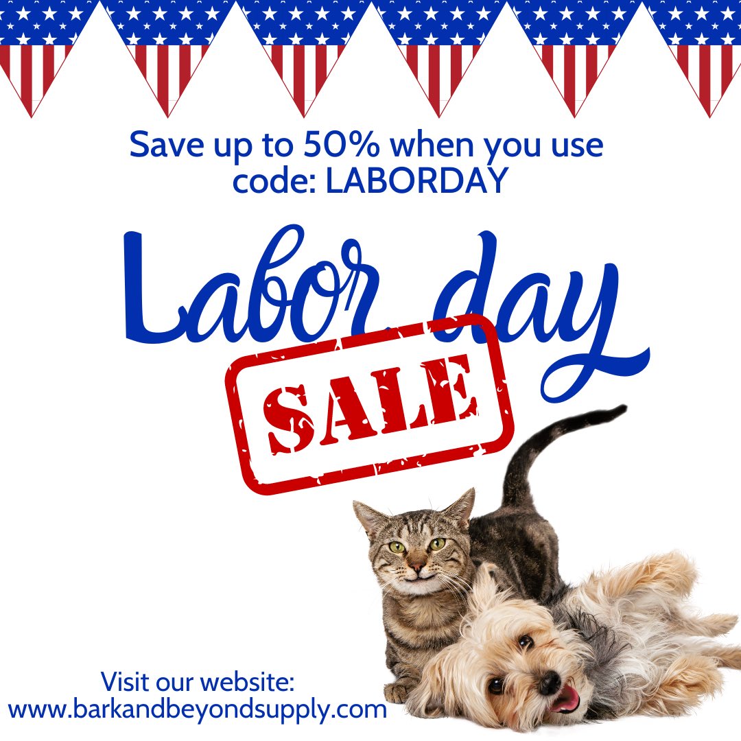 🚨 TWO DAYS ONLY 🚨

Support a #SmallBusiness & #shop with us today at barkandbeyondsupply.com 

🔥Save up to 50% w/ #discountcode👇 

#dogs #dogsoftwitter #cats #CatsOfTwitter #sundayvibes #Giveaways #LaborDay 

#RETWEET to be entered in our drawing to win a $20 giftcard