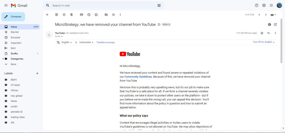 fbriansurya's tweet photo. @TeamYouTube my youtube account fbrian surya was hijacked and changed to MicroStrategy, now my channel is gone because it was suspended, could you please restore it again? thankyou https://t.co/EVyhNsEuJO