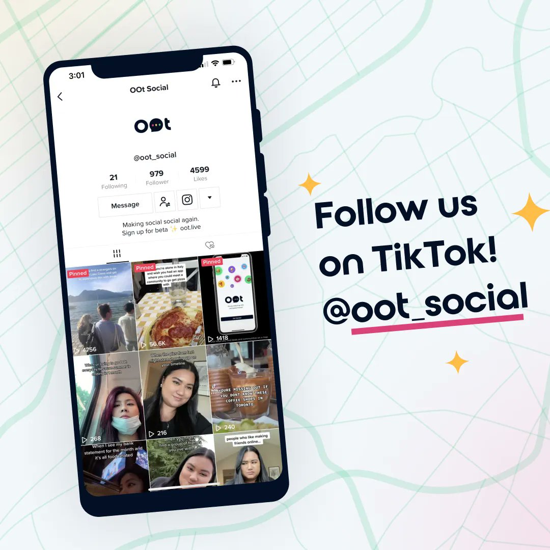 OOt_Social's tweet photo. Have you followed our TikTok account @oot_social yet?
Follow along to see us OOt in the wild π We try out restaurants, clubs, arcades, beaches and more across Canada and the US! ππ»
#ootsocial #meetnewfriends #meetuptoronto https://t.co/TWcGsh9Y7O