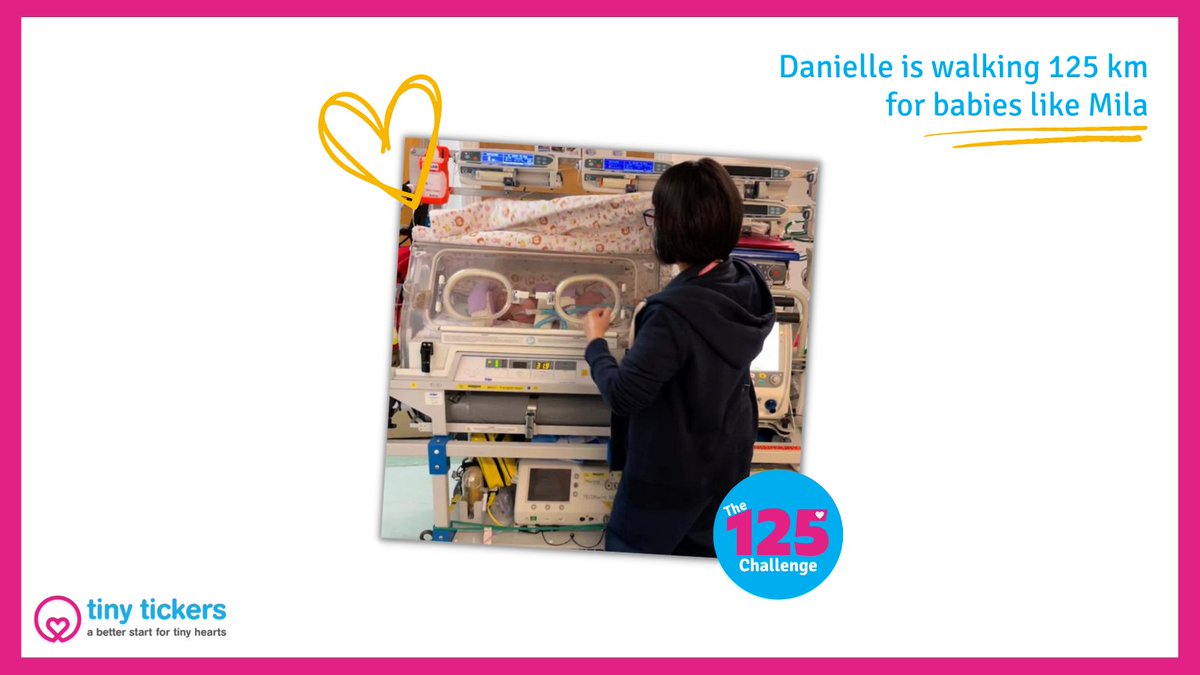 tinytickers's tweet photo. Danielle is joining The #125Challenge & walking 125 km to help the 1 in 125 babies born with serious heart conditions. 🚶♀️💪 Could you walk 125 km in a month to help heart babies? Or do 125 squats? Bake 125 cakes? Whatever you do, join the challenge now: https://t.co/nFXqMBlDhK 💕 https://t.co/H0PBBkPRES