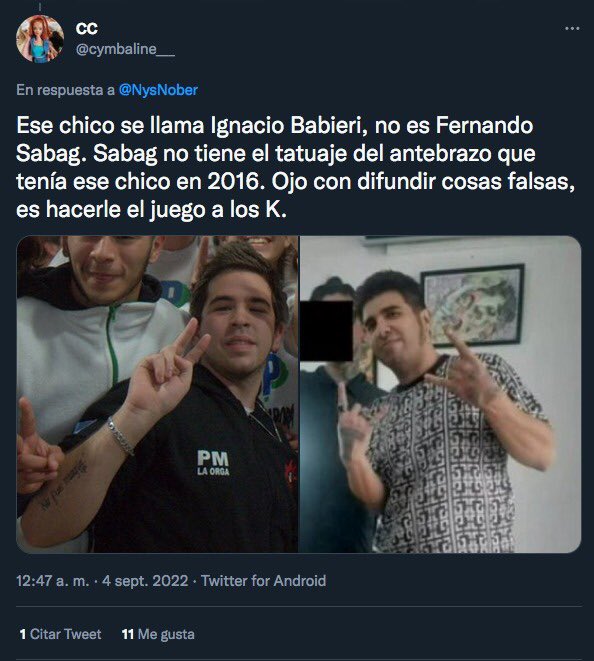 LuisGasulla's tweet photo. La foto que se esta viralizando en un acto K no es de Fernando Sabag Montiel.
No es.
Es otra persona.
No hay relación. Nada tiene que ver. https://t.co/gJeUnbjsgB