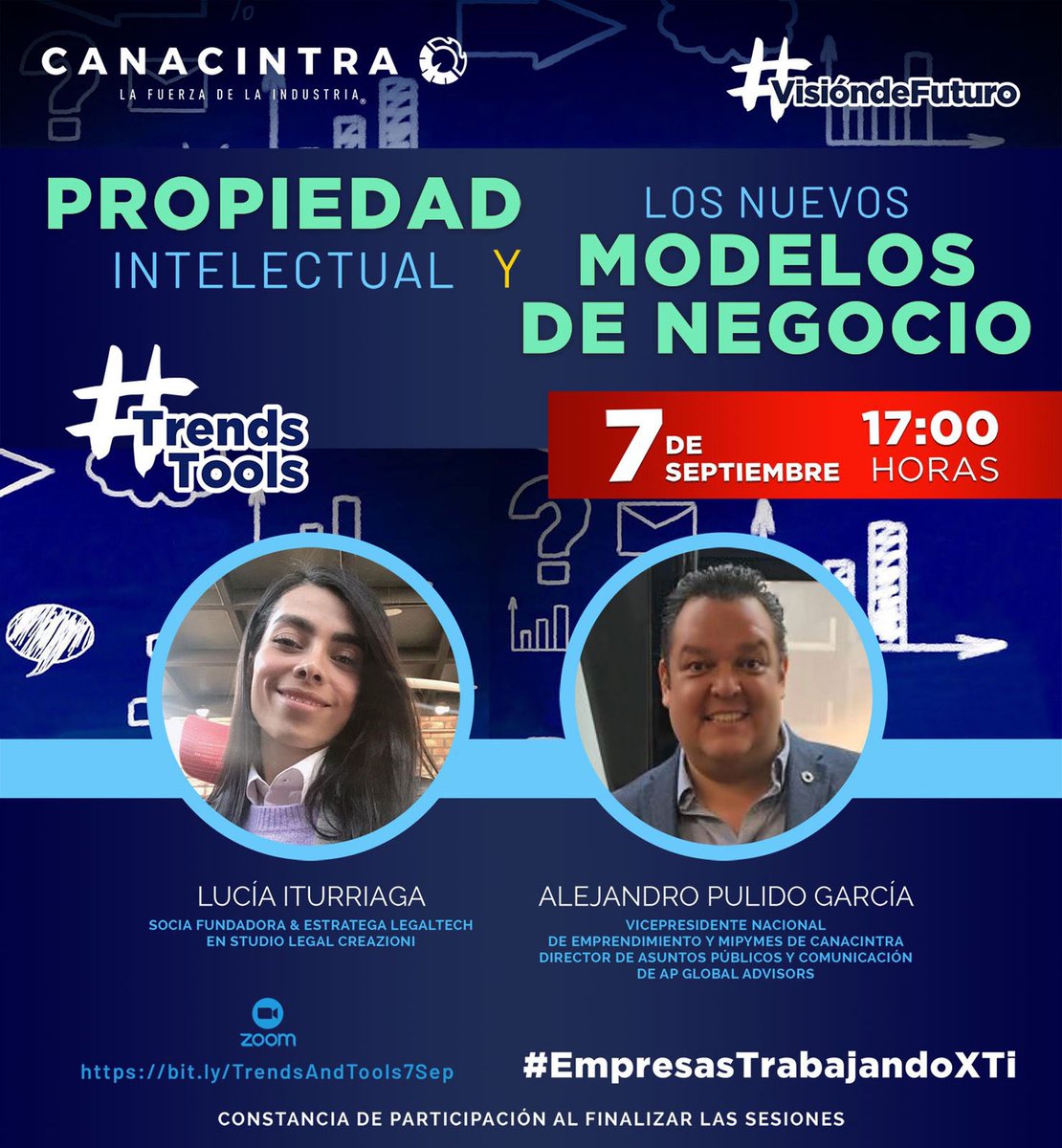 AlexPulidoG's tweet photo. 🔺Trends &amp; Tools de @CANACINTRAMex, 7 de agosto, 17:00, virtual. ⚙️

“Propiedad Intelectual y los Nuevos Modelos de Negocio”

Platicaremos con @luirreverente, Socia Fundadora de @Creazioni_law.

Para #Emprendedores y #MiPyMEs.

https://t.co/9AvXUfzk04

#TrendsTools https://t.co/6Gg1t7V5Nv
