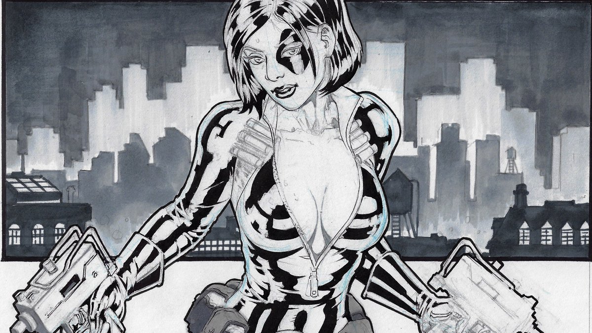ThePencilPimp's tweet photo. #WIP #Commission of #OG #Domino. I'm a huge #Xmen fan so it makes me happy. I'm glad the client asked for it. I didn't like the #raceswapped/#racebending version of her in the #deadpool film.
Using:
#Copic #Coolgray #Multiliner pens. #PentelPocketBrush
#Nonreproblue pencils. https://t.co/HEFFGfbv1x