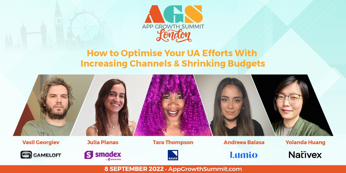 Catch "How to Optimise Your UA Efforts With Increasing Channels &amp; Shrinking Budgets" with Vassil Georgiev <a href="/gameloft/">Gameloft</a>, Júlia Planas <a href="/smadex/">Smadex</a>, Tara Thompson  <a href="/bauermedia/">Bauer Media Group UK</a>, Andreea Balasa <a href="/Lumio_app/">Lumio</a> &amp; Yolanda Huang <a href="/Nativex/">Nativex</a> at #AppGrowthSummitLondon2022 🇬🇧 pulse.ly/8gc3o3rqu0