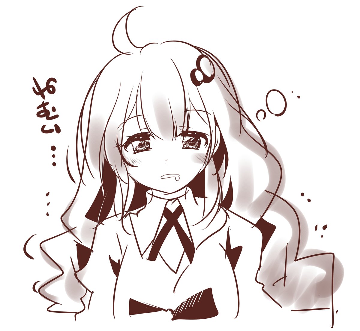 紲星あかり 「なんか寝る前にあかりちゃん描いてって言われたから描いてm…Zzz… 」|べえこまのイラスト