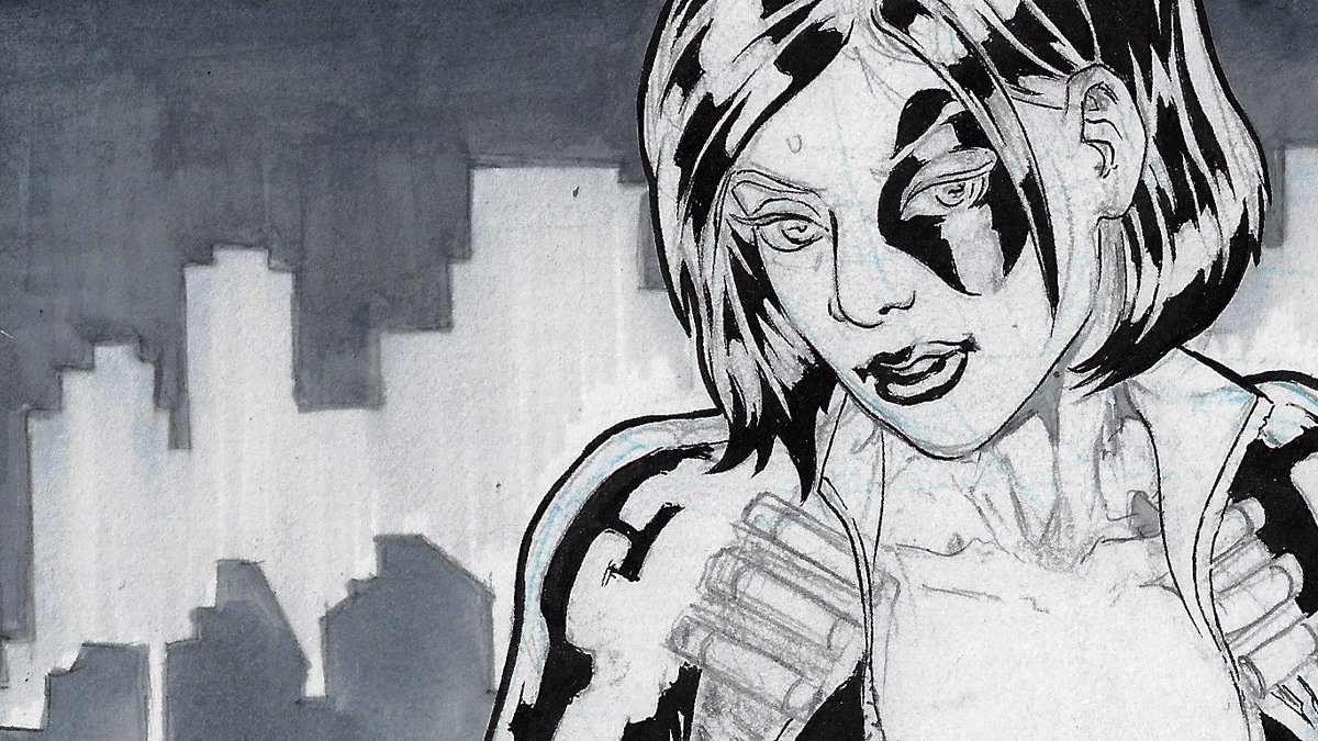 ThePencilPimp's tweet photo. #WIP #Commission of #OG #Domino. I'm a huge #Xmen fan so it makes me happy. I'm glad the client asked for it. I didn't like the #raceswapped/#racebending version of her in the #deadpool film.
Using:
#Copic #Coolgray #Multiliner pens. #PentelPocketBrush
#Nonreproblue pencils. https://t.co/HEFFGfbv1x