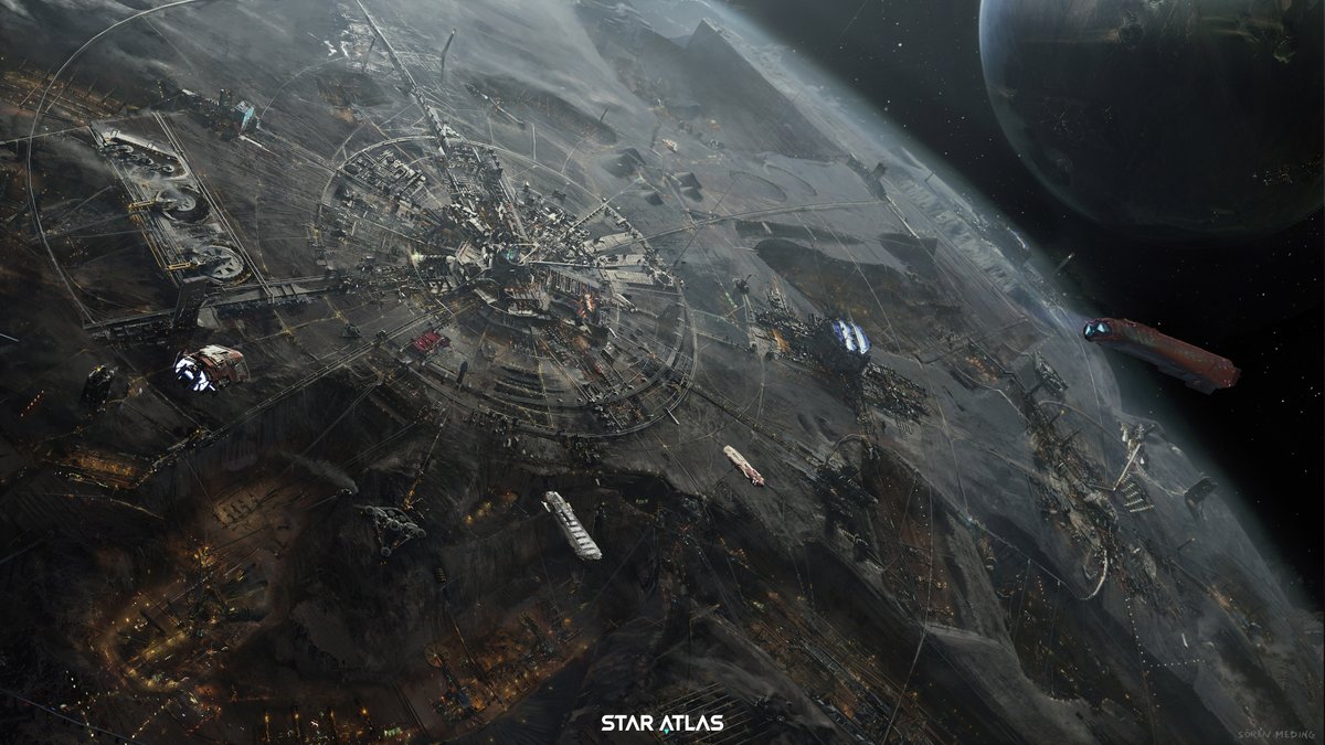 staratlas's tweet photo. It might be just another mining town on the outer edge of a faraway solar system... But it's still your hometown.  🌌 https://t.co/8w5Zl8nKv5