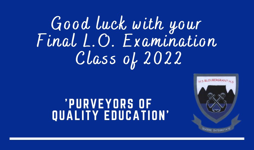 malcolmpedro's tweet photo. Wishing all the Gr. 12 learners of Bloubergrant HS as well as all others nationwide success as they  start their  NSC Exam tomorrow with the writing of Life Orientation

Phillipianians 4:6

You’ve got this

#PurveyorsOfQualityEducation
#SuperProudBergie
#SuperProudHeadmaster https://t.co/vONHCPxhZY