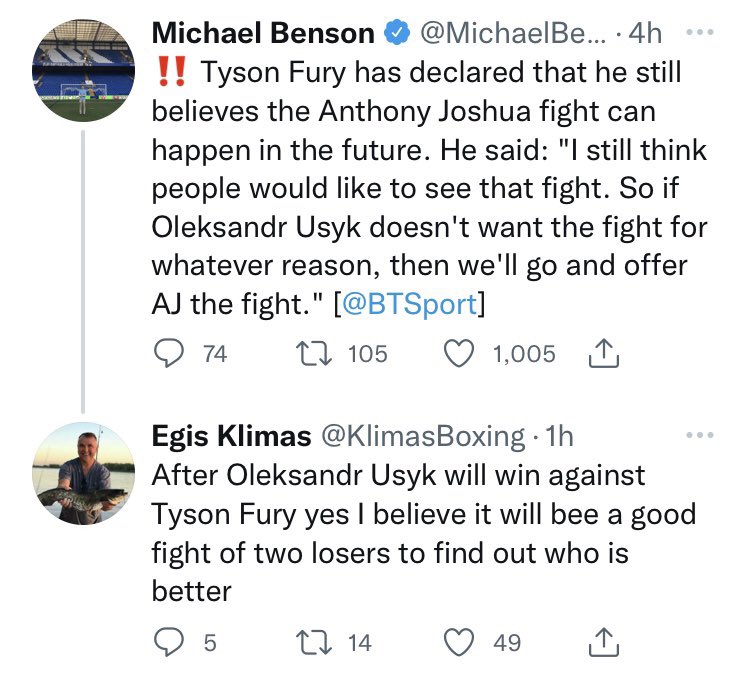ringmagazine's tweet photo. Oleksandr Usyk's manager Egis Klimas responds to Tyson Fury… https://t.co/nQviBvGDN1