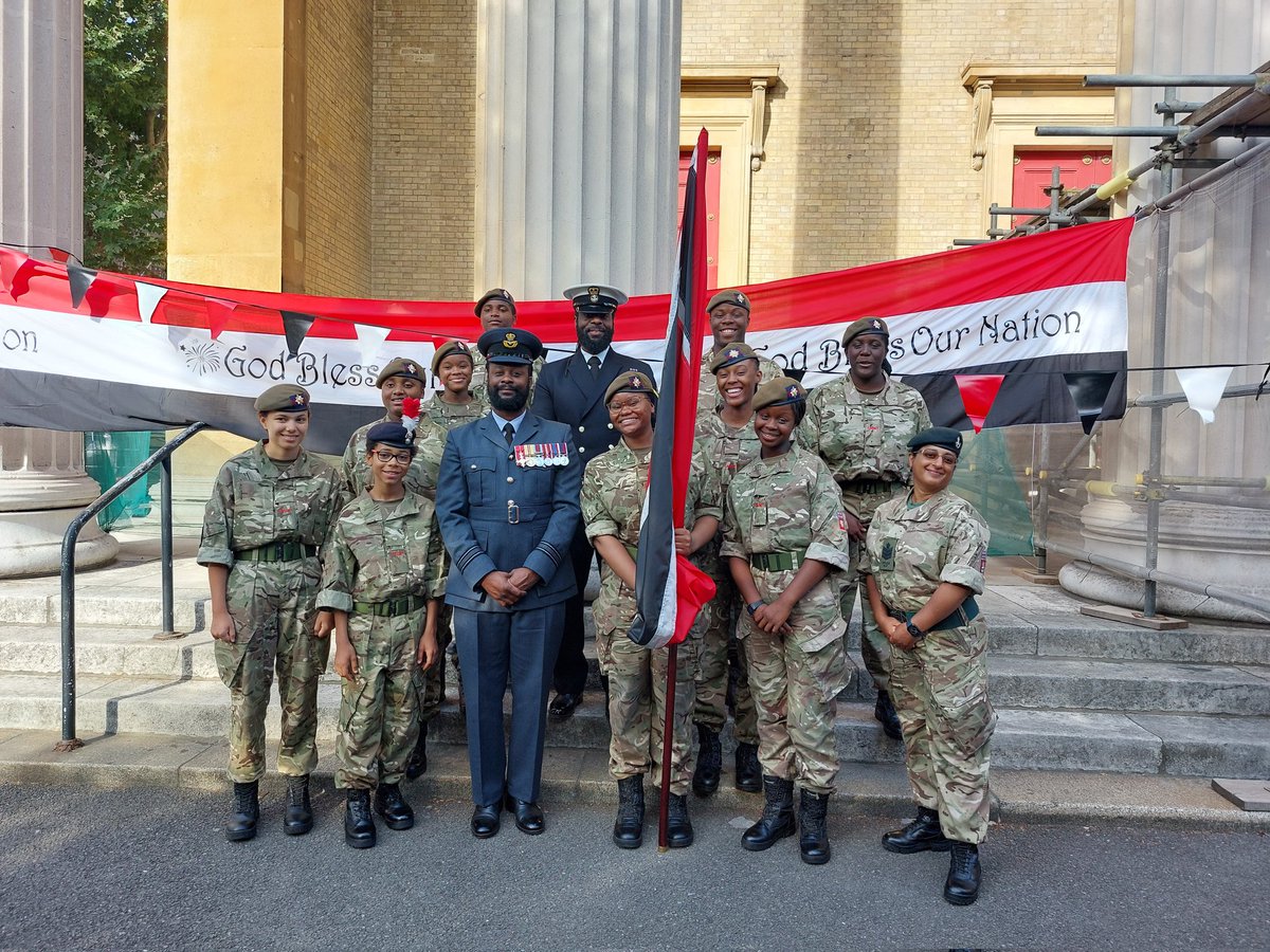 7Coyglseacf's tweet photo. It might be stand-down but #7Coy is on the move!

We're honored to have attended the celebrations of 60 years of independence for Tirinidad and Tobago.

Cdt Mignott, whose father is from Trinidad and Tobago was the flag bearer! 🤩

@GLSEACF @MajKOC7
@71_Det @acfbame @TTHC_London https://t.co/g6KYLoFcbA