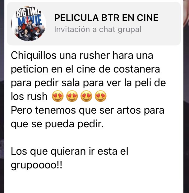 #BTRSoldOutInChile Rushers de Chile (Santiago) se estará haciendo una petición para llevar al cine de costanera la película de Big Time Rush, si te entereza háblame y te unes al grupo ( si eres de región también tenemos grupos ) <a href="/bigtimerush/">Big Time Rush</a> <a href="/fcbtrchile/">Fans Club Paralyzed for Big Time Rush Chile 🇨🇱</a>