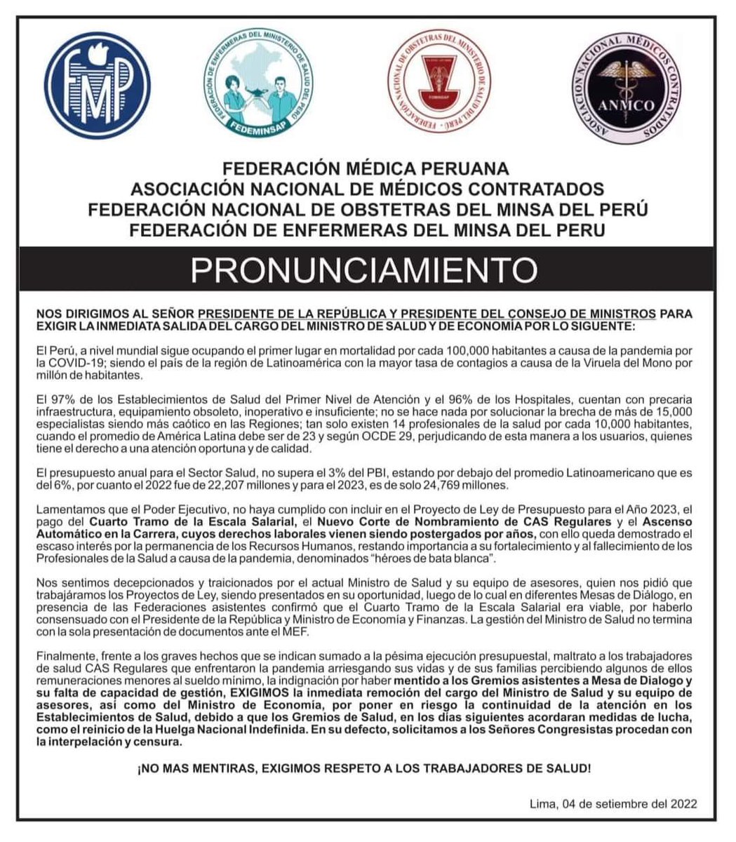 wilgafi's tweet photo. El sector salud SIGUE SIENDO POSTERGADO, @PedroCastilloTe cree q SIGUE EN CAMPAÑA o quizás aún no se ha enterado que ya es @presidenciaperu. Se podrá criticar mucho sobre el sector, pero sin una #ReformaEnSalud TODOS somos los afectados @CMP_PERU @elirosath @eljaersan @lmmobandop https://t.co/oXkKIARICG