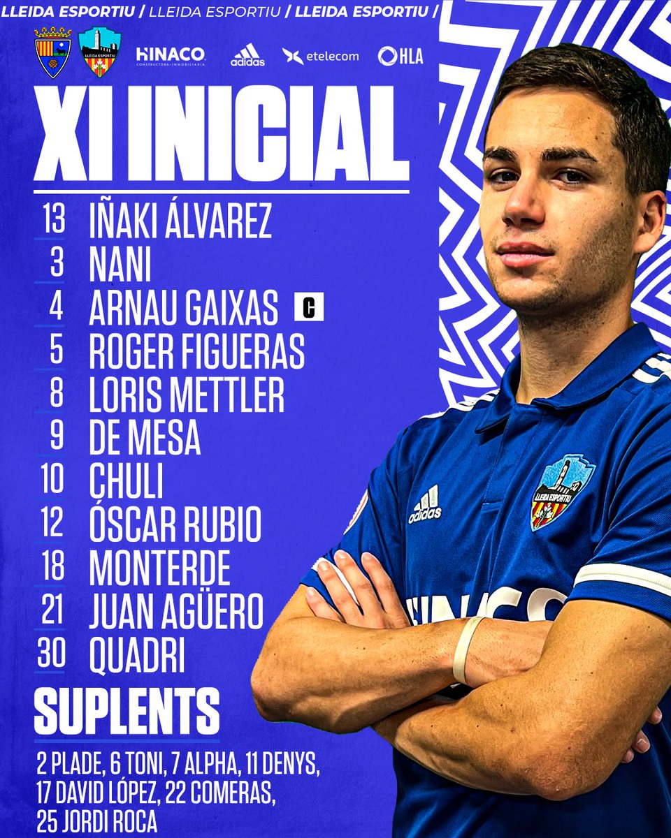 LleidaCF's tweet photo. 📃 XI INICIAL| A per totes, Blaus!

#TeruelLleida l #Som-hi l #LleidaEsportiu https://t.co/4Cbo9UIhuZ
