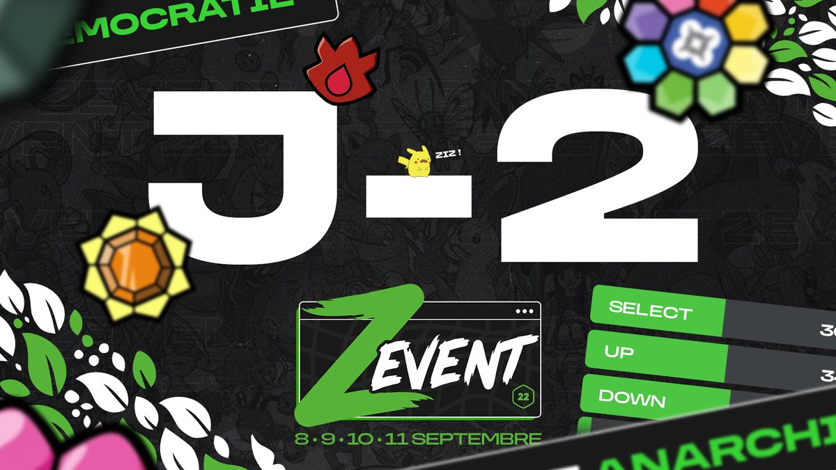 ZEVENTFR's tweet photo. Le #ZEVENT2022, c'est dans 2 jours ! 💚

Cette année, vous pourrez participer à un Twitch Plays Pokémon et gagner des cadeaux pour chaque badge remporté. On vous en reparle au lancement de l'événement. 🎁 https://t.co/85jUfxovlJ