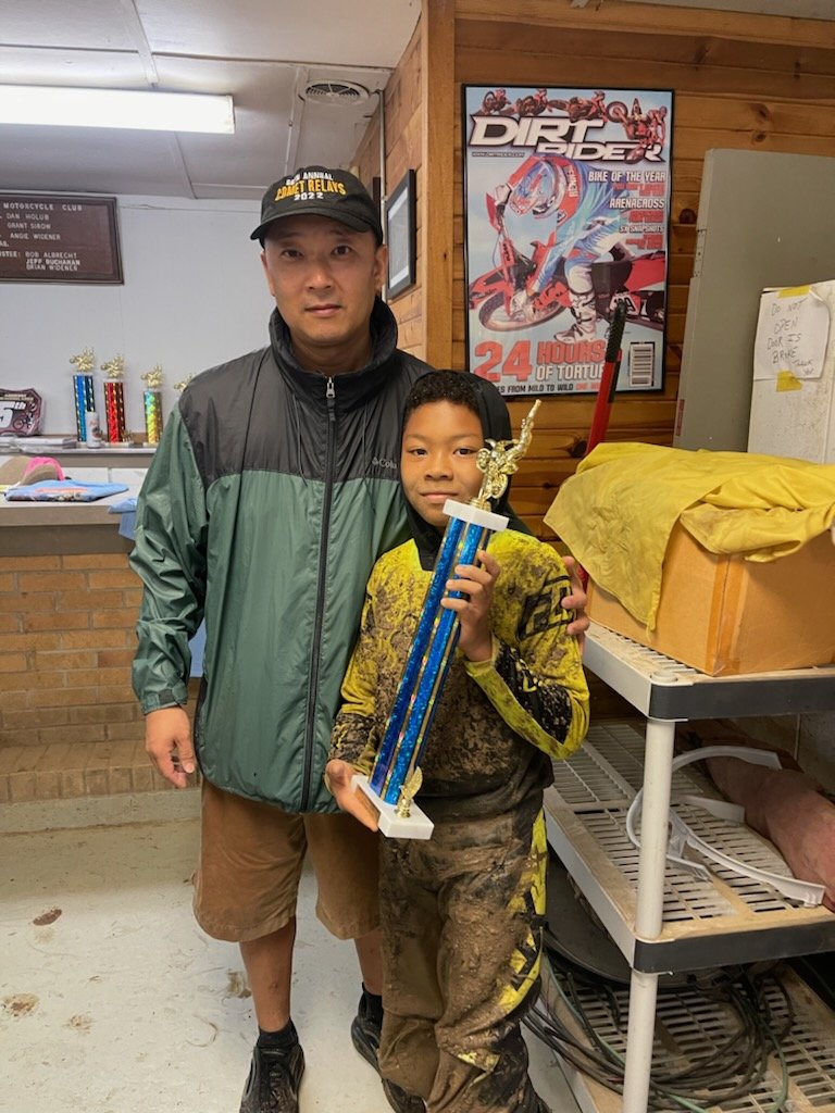 DrAmandaMesser's tweet photo. Proud father and son. Congratulations my sweet boy! #MotorSports #RaceLife #TeamMesser in the #WinnersCircle https://t.co/lYzOMzelpG