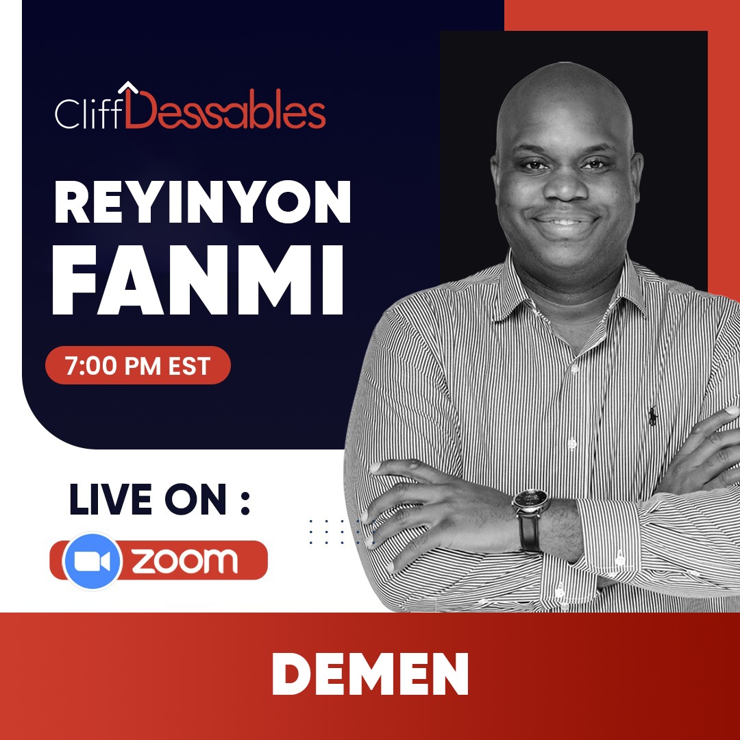 CliffDessables's tweet photo. Pa rate reyinyon fanmi sa ki ap fèt DEMEN Lendi 5 Septanb lan, a 7è nan aswè.

Reyinyon sa fèt chak mwa, nan lide pou nou pataje eksperyans nou antanke antreprenè nan kominote a!

Mwen ap tann tout antreprenè!

LIVE sou ZOOM
Lyen an : https://t.co/J6ZY9nZbGI https://t.co/DogJqcpG2Z