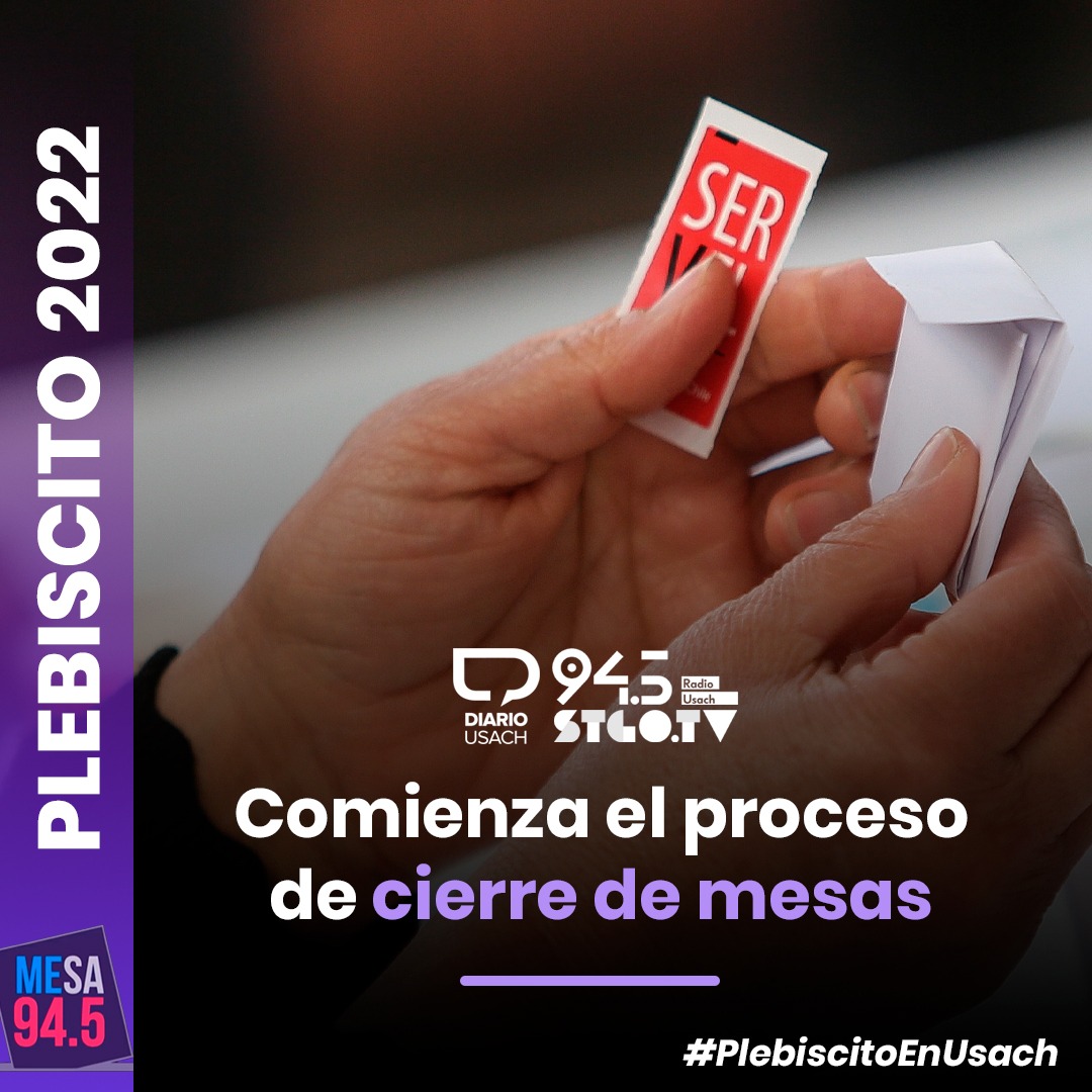 radiousach's tweet photo. #AHORA 🟣🗳 A esta hora comienza el cierre de mesas en todo el país, para el comienzo del conteo de votos de las #Elecciones2022.
¡Entérate de los detalles en #Mesa945!
📻94.5 FM📺 50.1 TVD @stgo_tv 🗞️https://t.co/IgXlZrzagJ @diariousach https://t.co/0EId4EjeNn